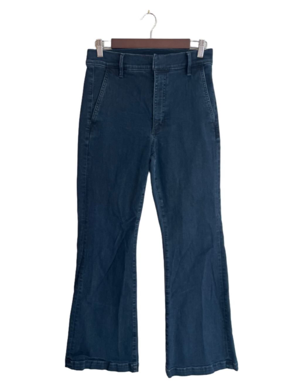 Ann Taylor Factory Trouser Jeans Women 6 Dark Wash High Rise Flare Wide Leg
